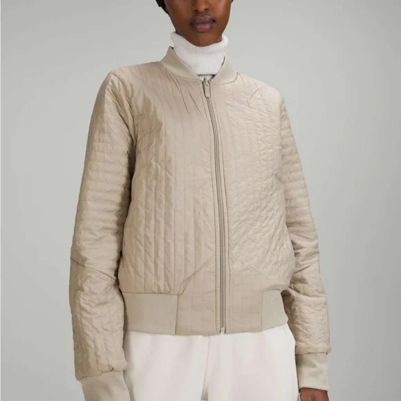 NWOT Lululemon Non-Stop Cotton Bomber Jacket, size 10, raw linen - Picture 3 of 13